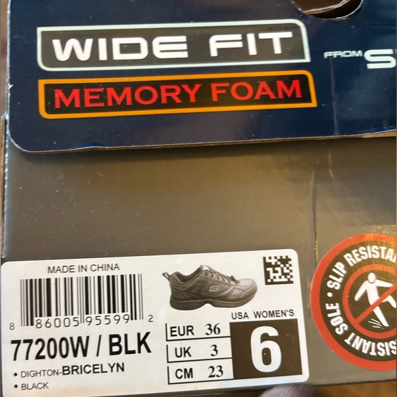 Skechers Black Slip Resistant Memory Foam Work Sneakers worn once SZ 6 - Picture 2 of 6